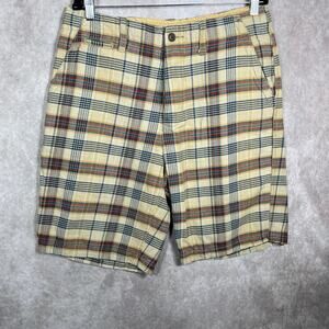 Banana Split Chino‎ Shorts Mens Size 38 Cream Plaid Drawstring Pockets Preppy